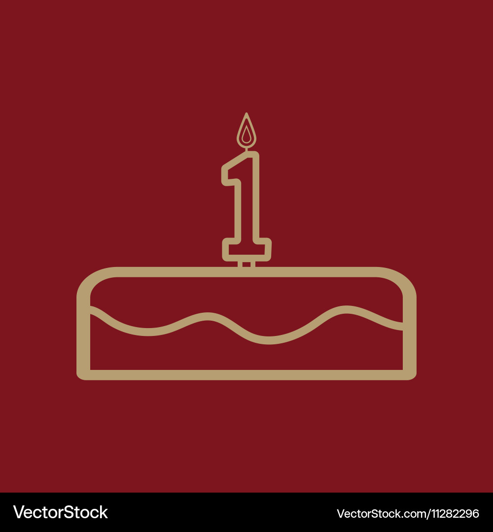 Cake with candles in the form of number 1 icon vector image