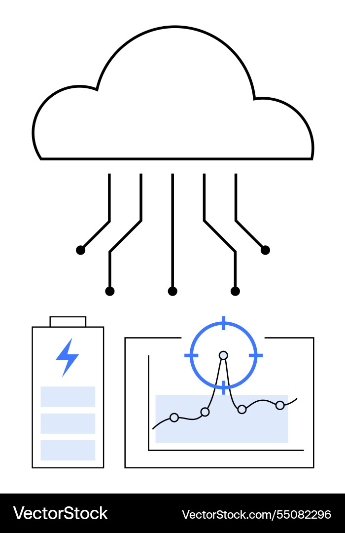 Cloud computing system for data analysis power Cloud computing system for data analysis power Vector Image