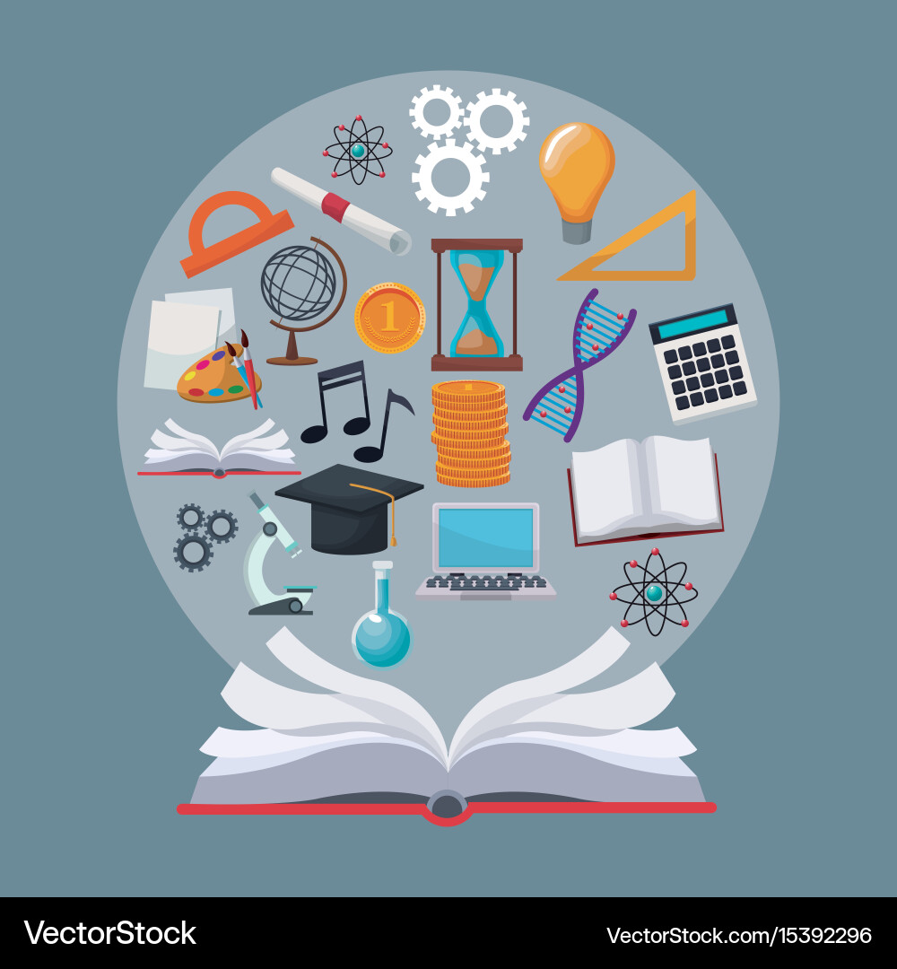 Color background open book with circular border vector image
