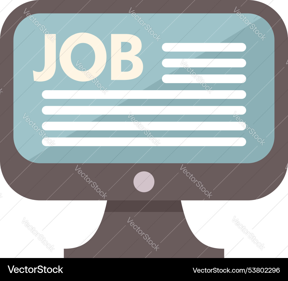 Computer showing job search results on screen Computer showing job search results on screen vector image