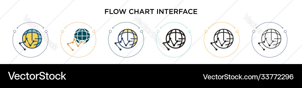Flow chart interface icon in filled thin line Flow chart interface icon in filled thin line vector image