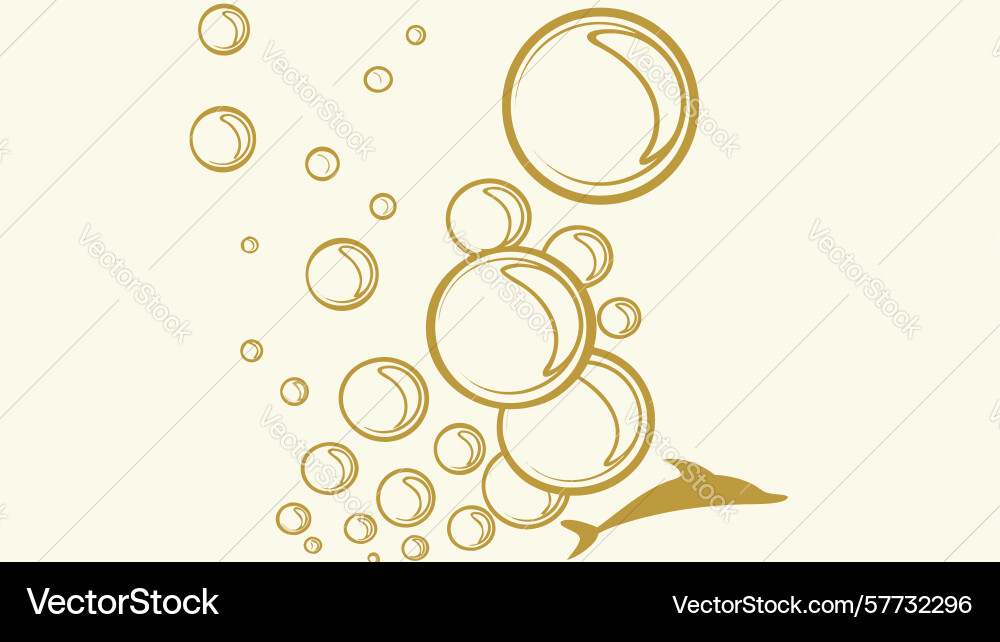 Golden bubbles pattern - dynamic abstract liquid vector image