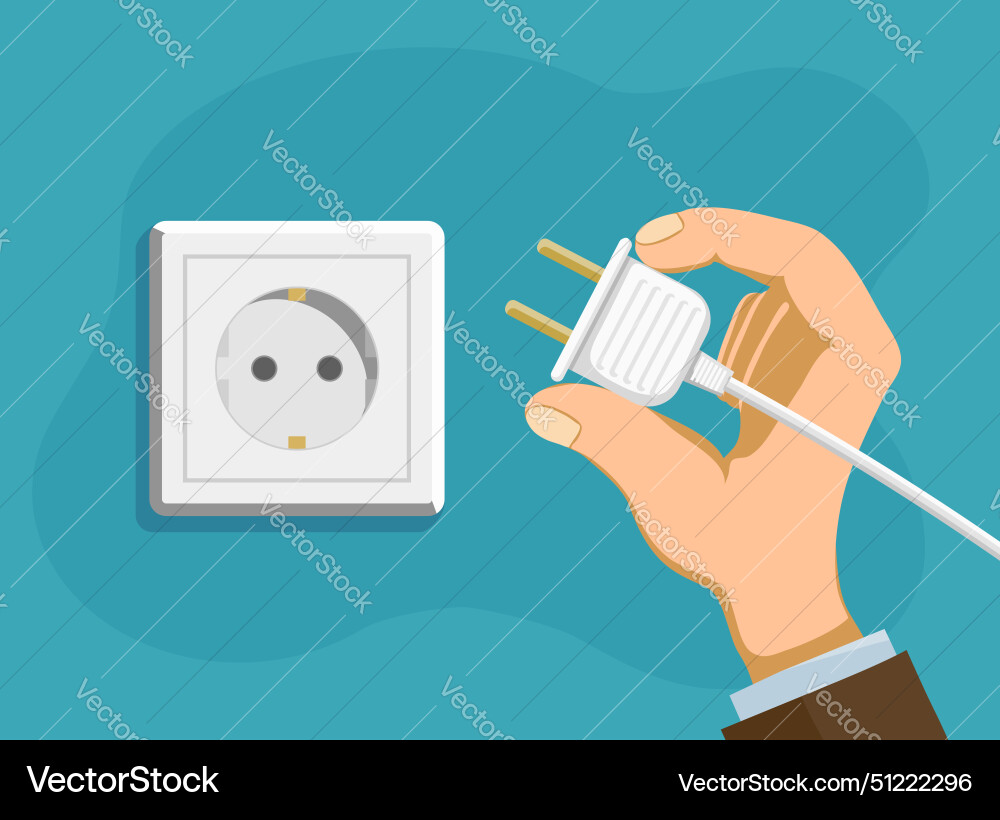 Human hand holds an electrical plug Vector Image