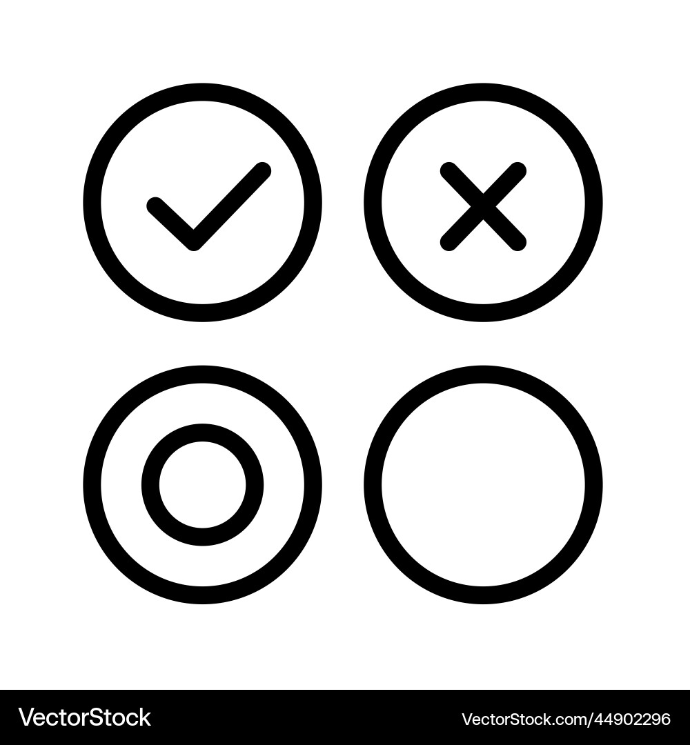 Icon set of check and cross mark round vector image