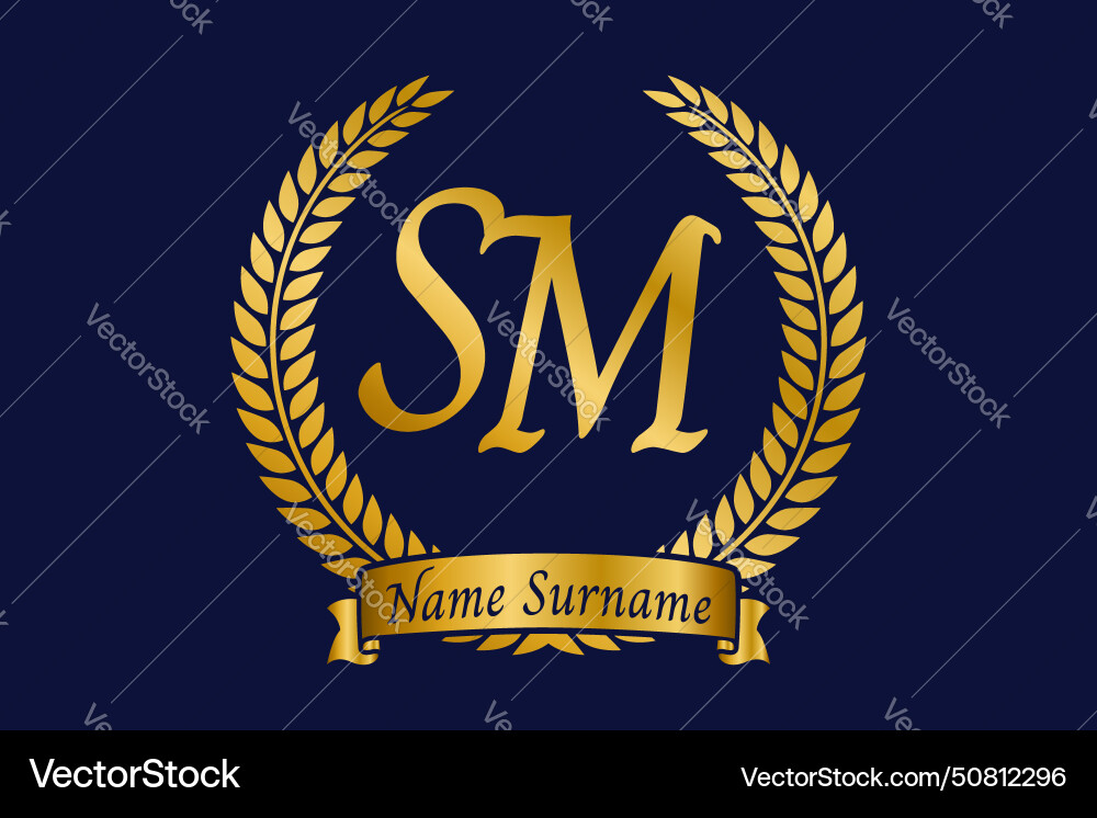 Initial letter s and m sm monogram logo design Initial letter s and m sm monogram logo design vector image