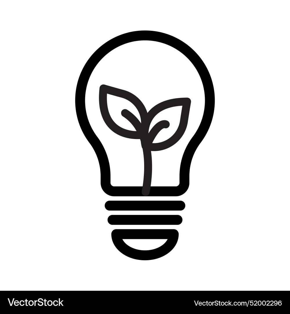 Lightbulb with leaf icon line art vector image