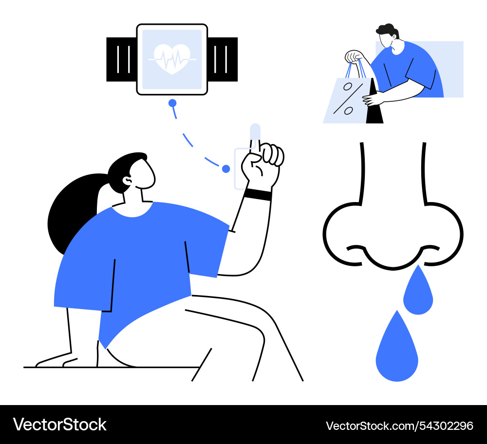 Man using health tracking device shopping vector image