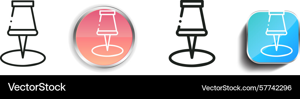 Push pin icon thin linear regular and button Push pin icon thin linear regular and button vector image