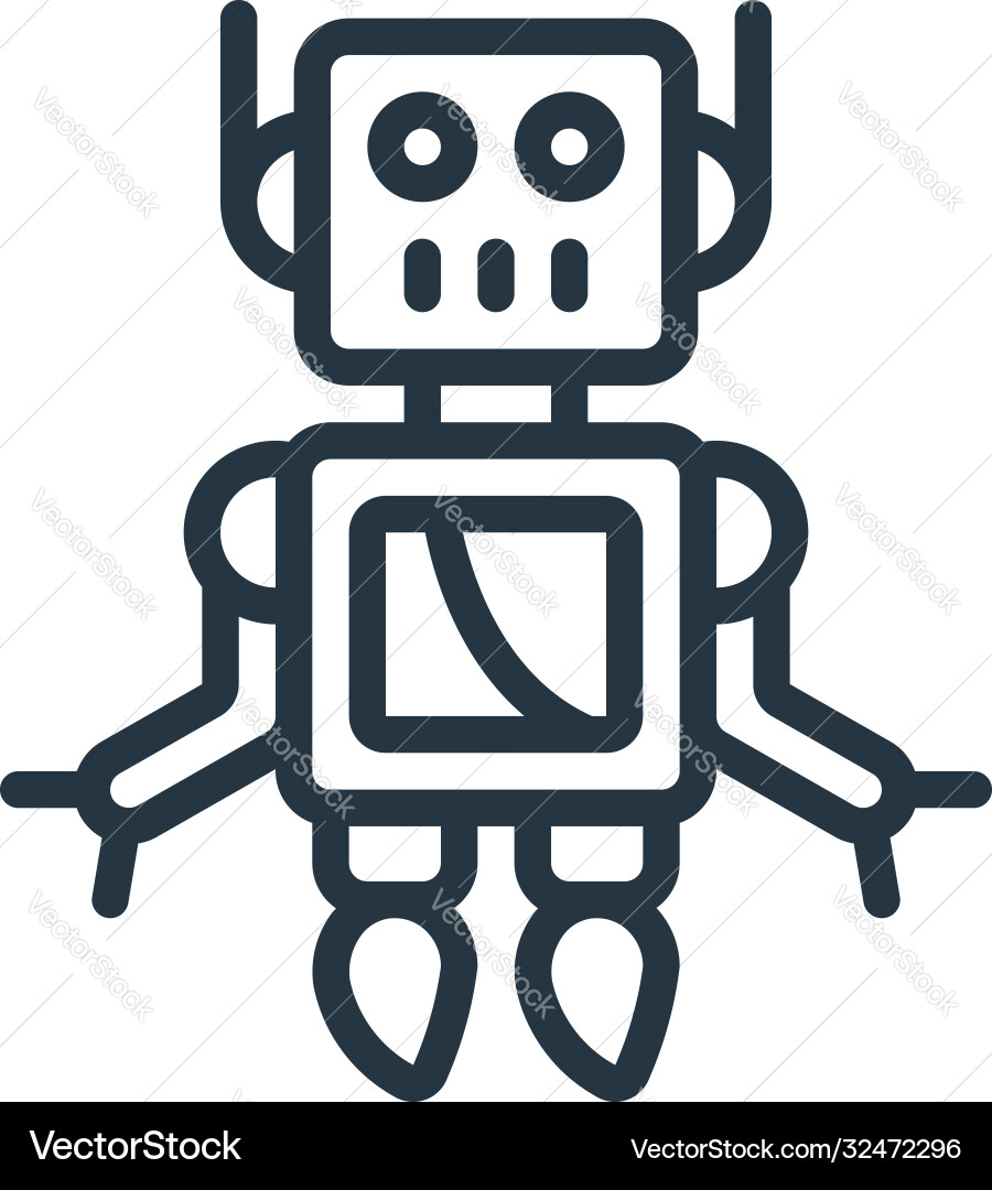 Robot icon editable stroke linear Robot icon editable stroke linear vector image