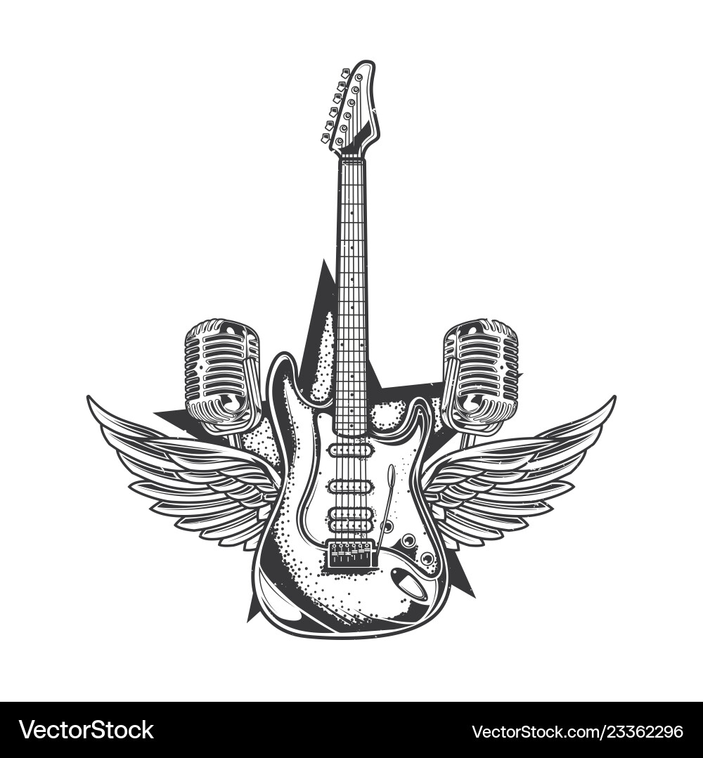 Rock Emblem with Instruments vector image