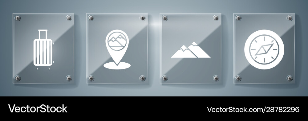 Set compass mountains map pointer with mountain Set compass mountains map pointer with mountain vector image