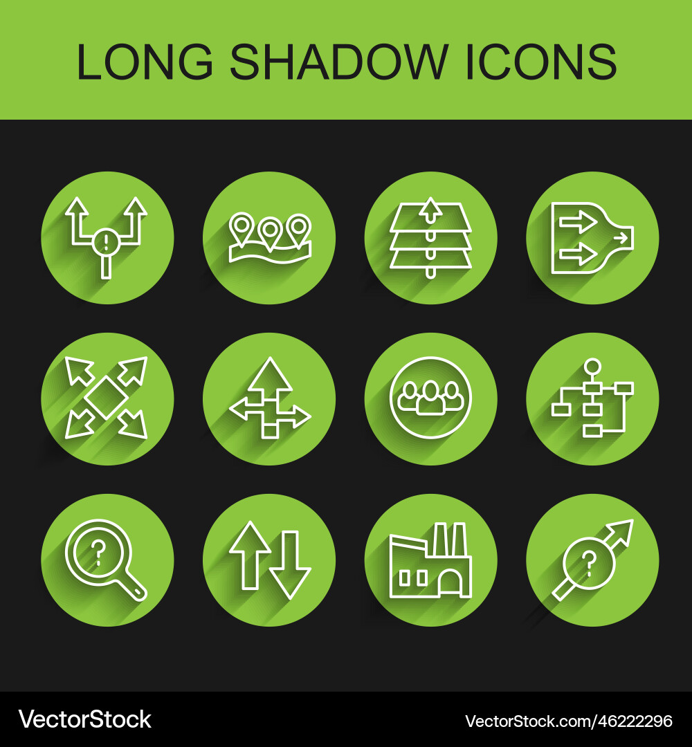 Set line unknown search arrow factory hierarchy Set line unknown search arrow factory hierarchy vector image