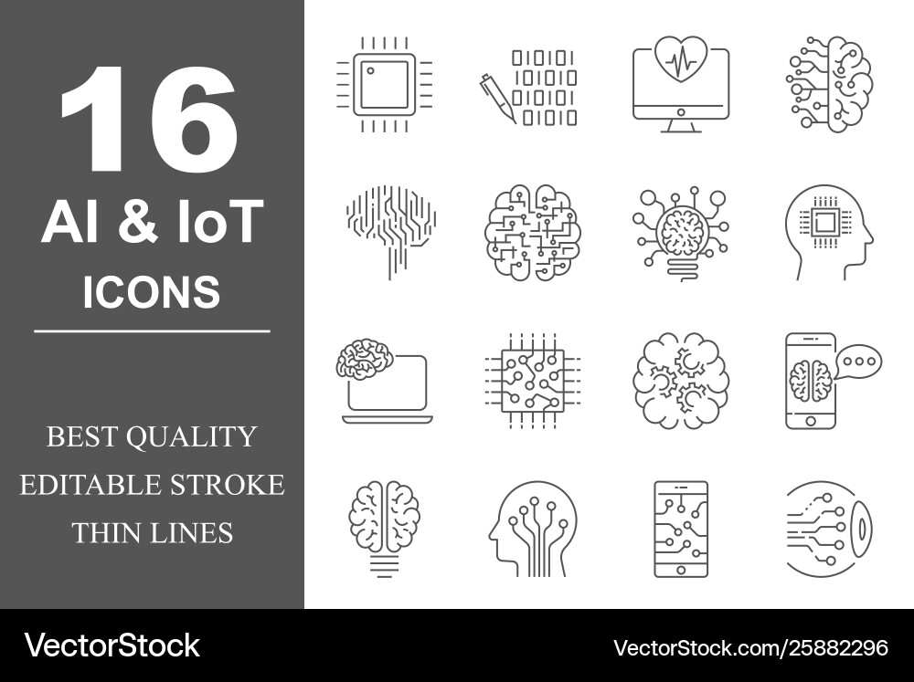 Simple set artificial intelligence related vector image