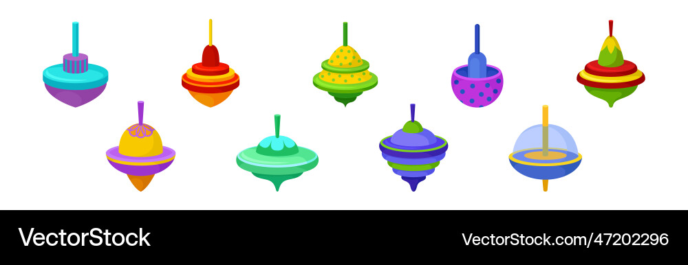 Spinning top as squat toy with sharp point Spinning top as squat toy with sharp point Vector Image