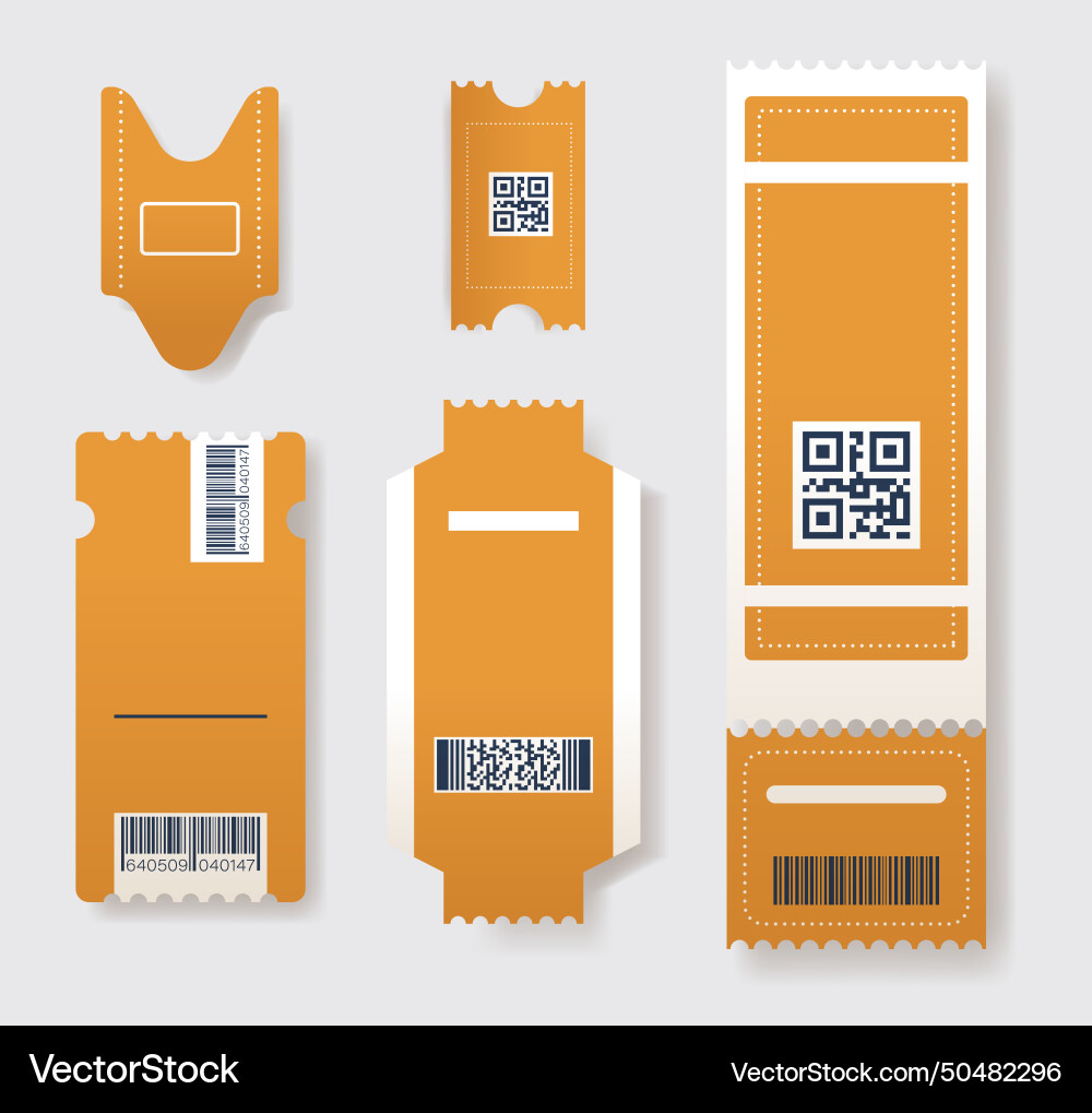 Ticket template designs blank mockups Royalty Free Vector