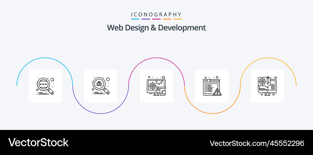 Web design and development line 5 icon pack vector image