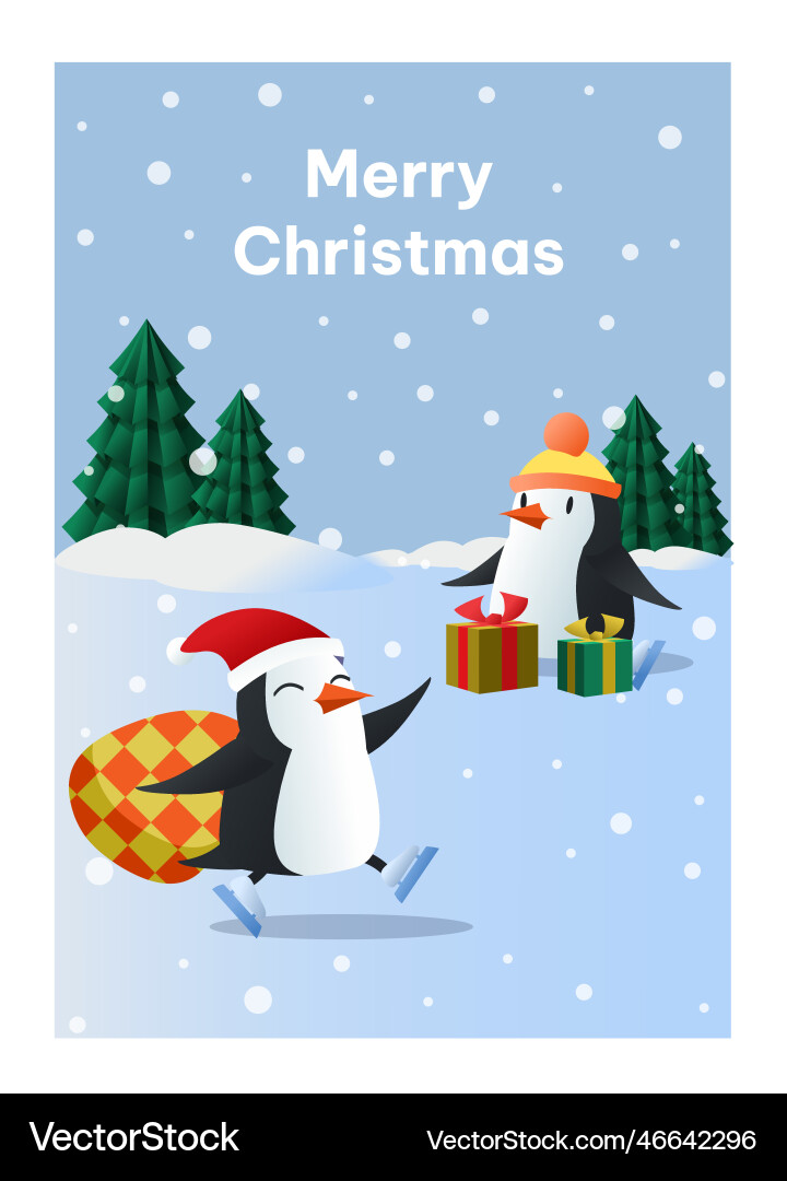 Weihnachtskarte mit Pinguinen Weihnachtskarte mit Pinguinen vektorbild