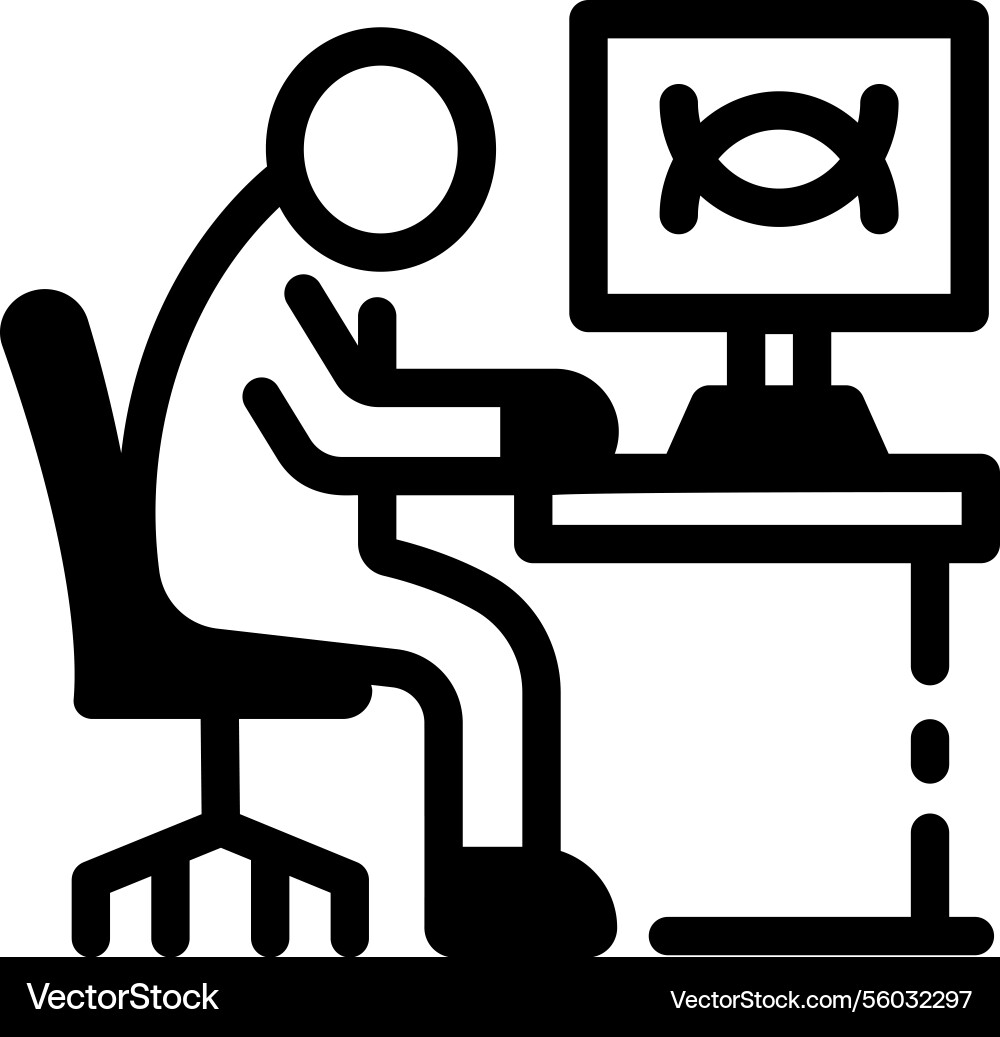 A scientist studies bioinformatics in lab line Vector Image