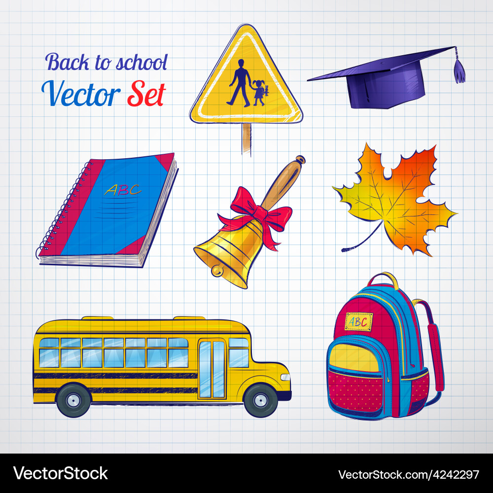 Back to School Supplies Set Vector Image