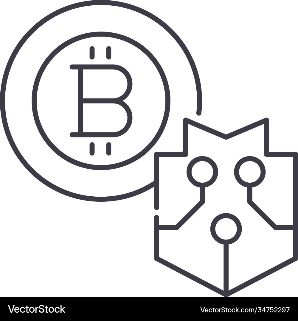 Bitcoin security icon linear isolated Bitcoin security icon linear isolated vector image