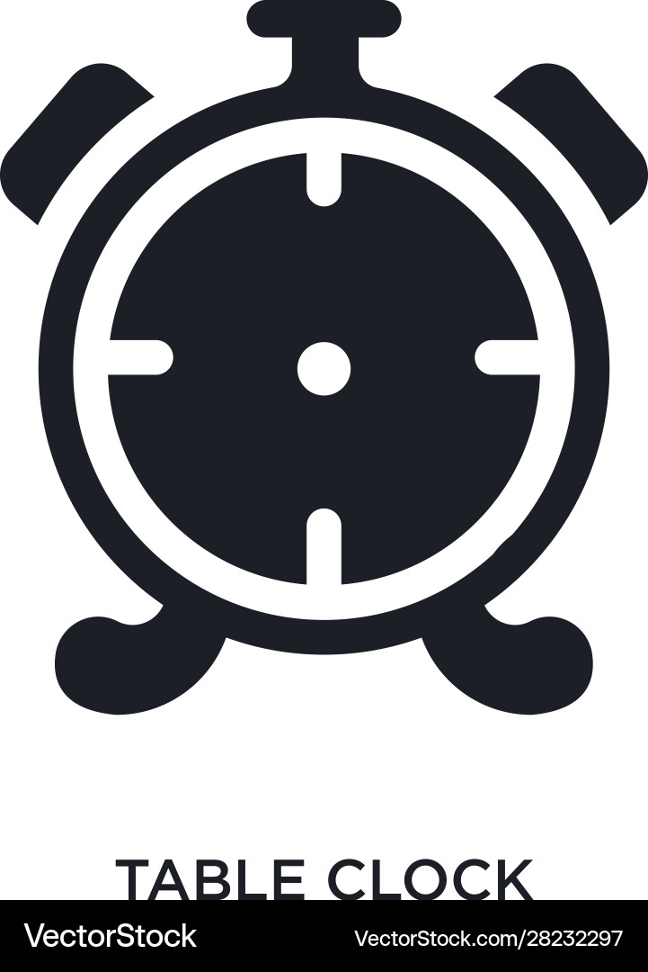 Black table clock isolated icon simple element vector image