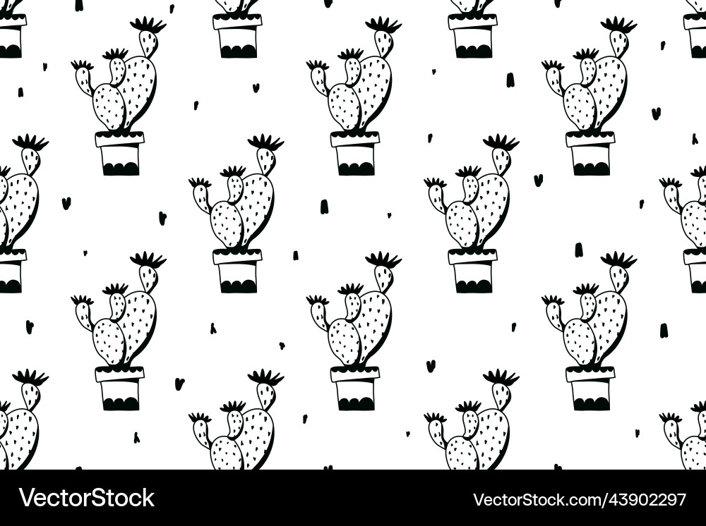 Cacti seamless pattern background Vector Image