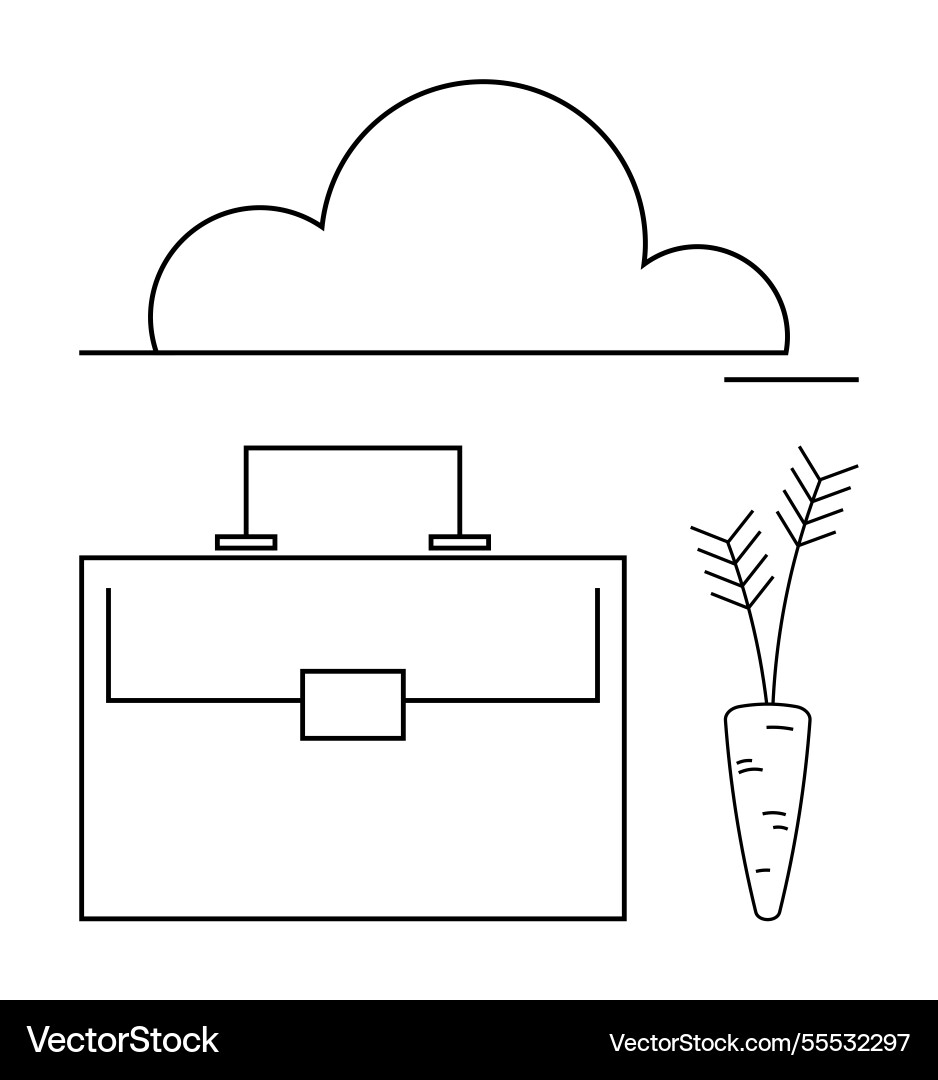 Cloud computing concept with briefcase and carrot Cloud computing concept with briefcase and carrot Vector Image