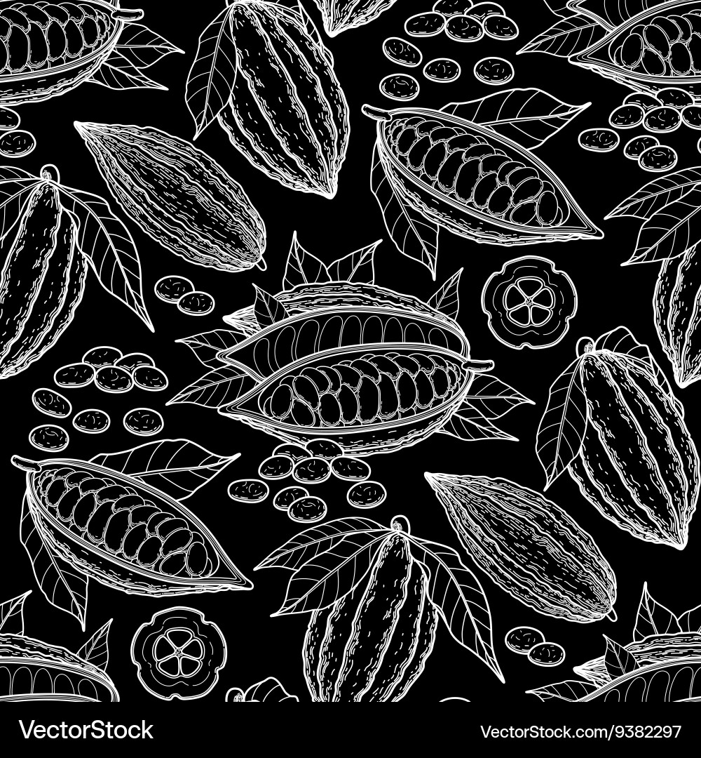 Cocoa Bean Pattern - Dark Chocolate vector image