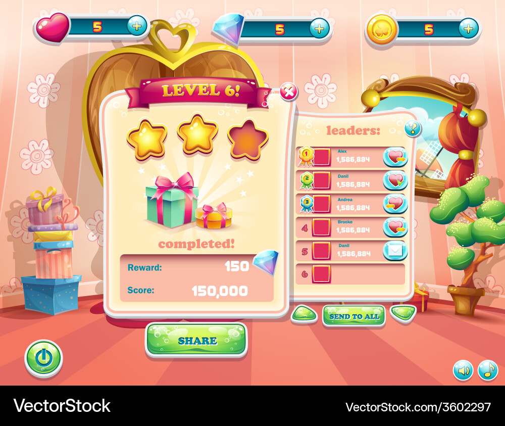 Colorful Game UI - Level Complete vector image