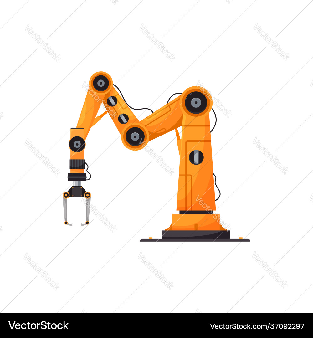 Factory automation isolated robotic arm device Factory automation isolated robotic arm device vector image