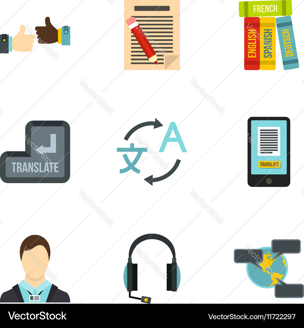 Foreign language icons set flat style Vector Image