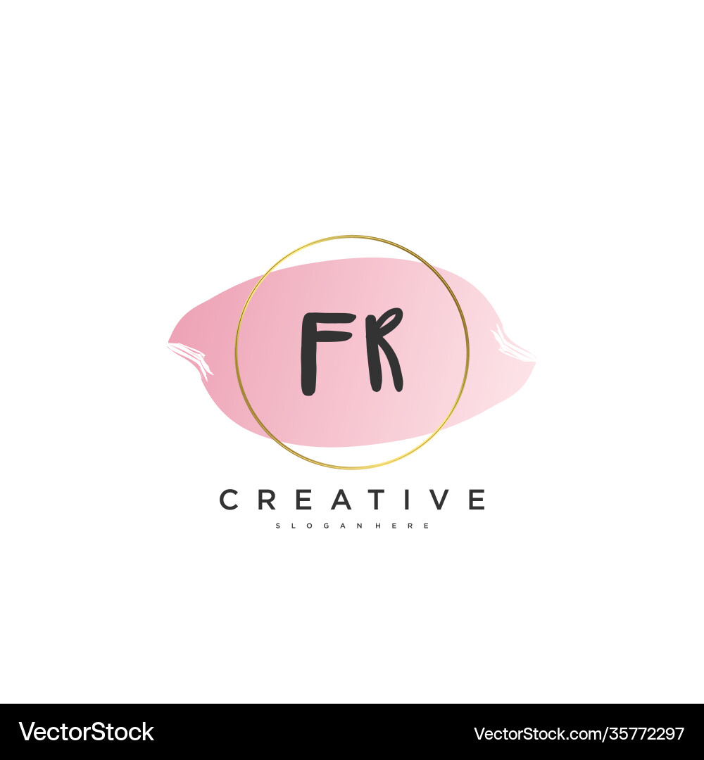Fr beauty initial logo handwriting art Fr beauty initial logo handwriting art vector image
