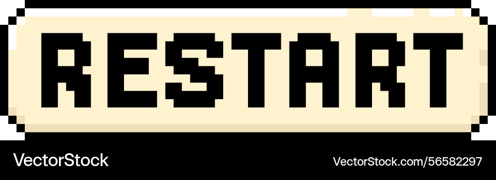 Game restart button 8 bit retro pixel Game restart button 8 bit retro pixel vector image