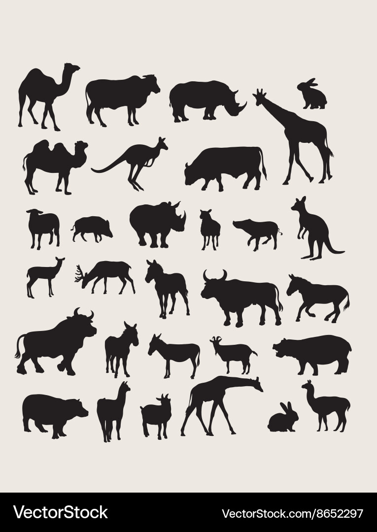 Herbivore Animal Silhouettes Vector Image