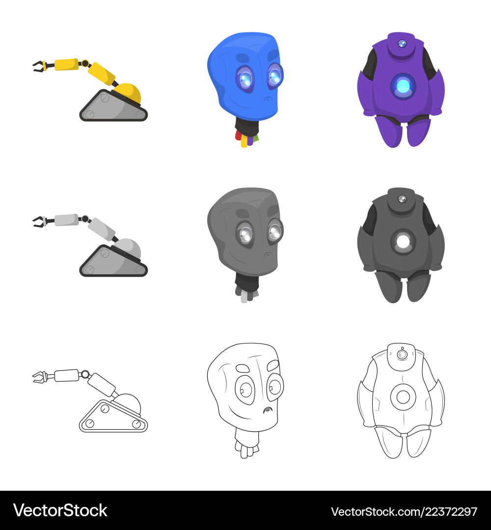 Isoliertes Objekt von Roboter und Fabrik-Logo-Set Isoliertes Objekt von Roboter und Fabrik-Logo-Set vektorbild