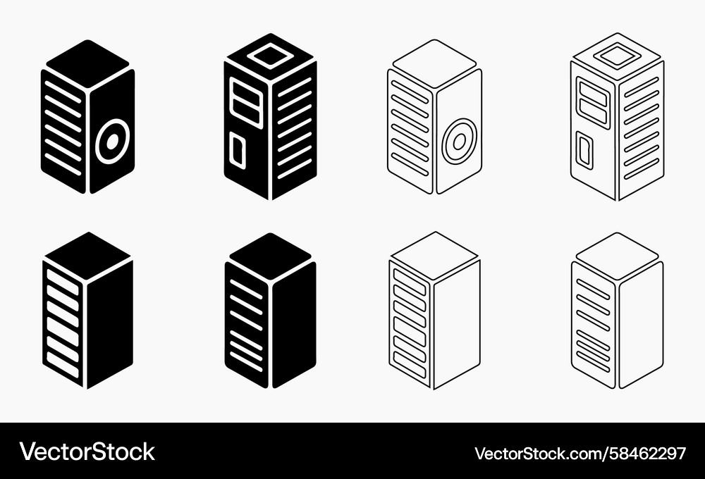 Isometric Computer Server Icons Vector Image