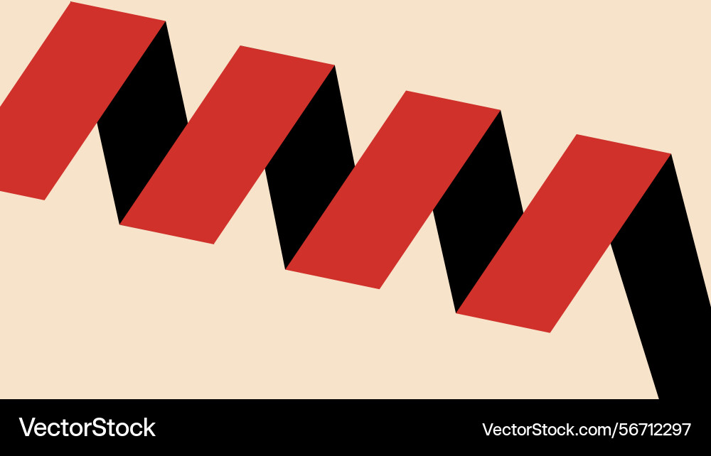 Minimal red and black zigzag blocks background Vector Image