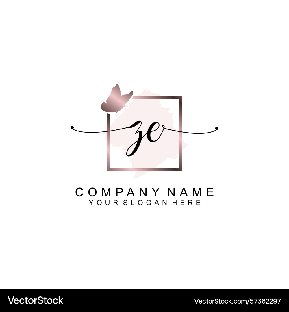 Minimalist handwritten ze initial logos with soft Vector Image