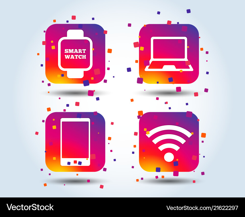 Notebook and smartphone icon smart watch symbol Notebook and smartphone icon smart watch symbol vector image