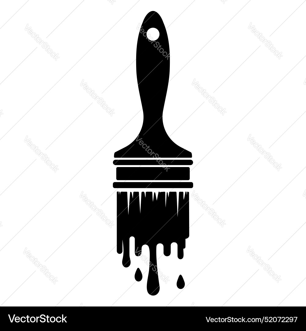 Paintbrush with dripping paint silhouette clip art