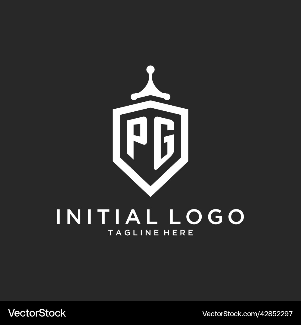 Pg monogram logo initial with shield guard shape vector image