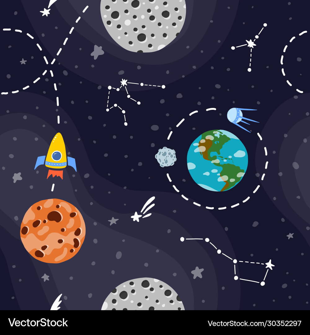 Planet pattern with constellations and stars Vector Image