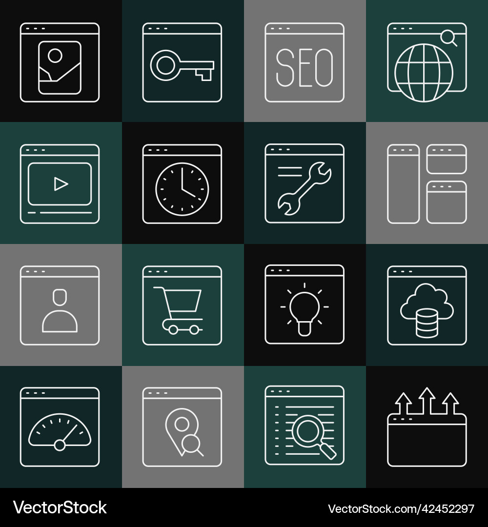 Set line browser window cloud technology data Set line browser window cloud technology data vector image