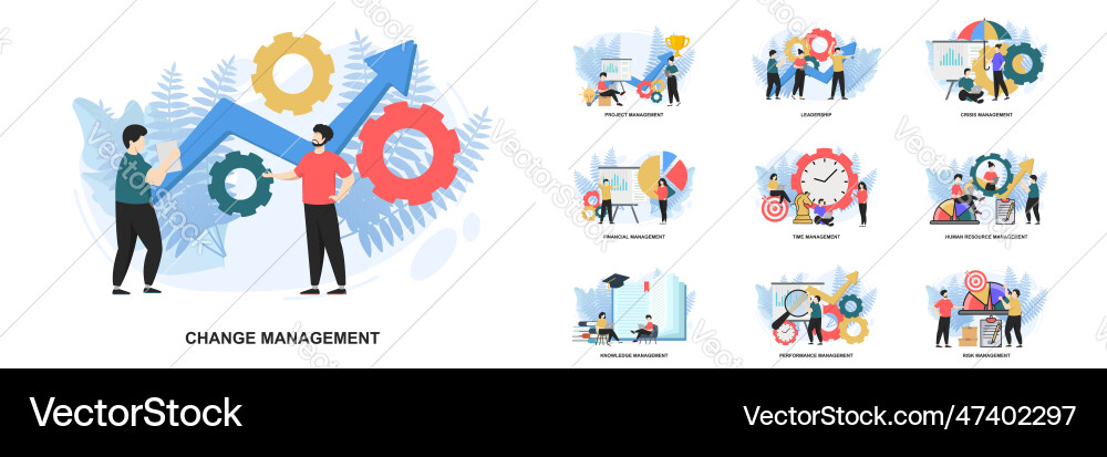Set of web page design templates for management Set of web page design templates for management vector image
