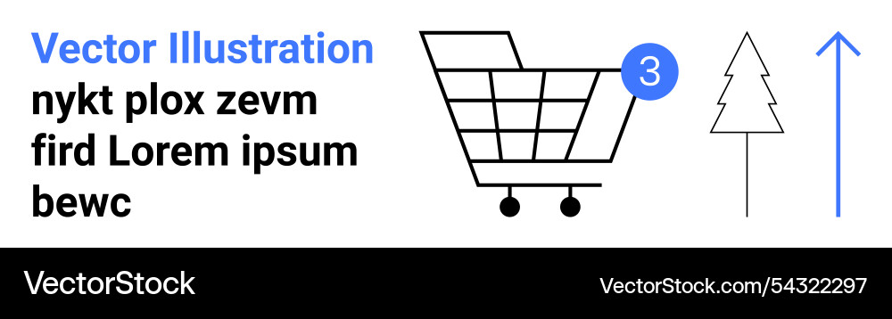 Shopping cart with notification tree and upward Shopping cart with notification tree and upward vector image