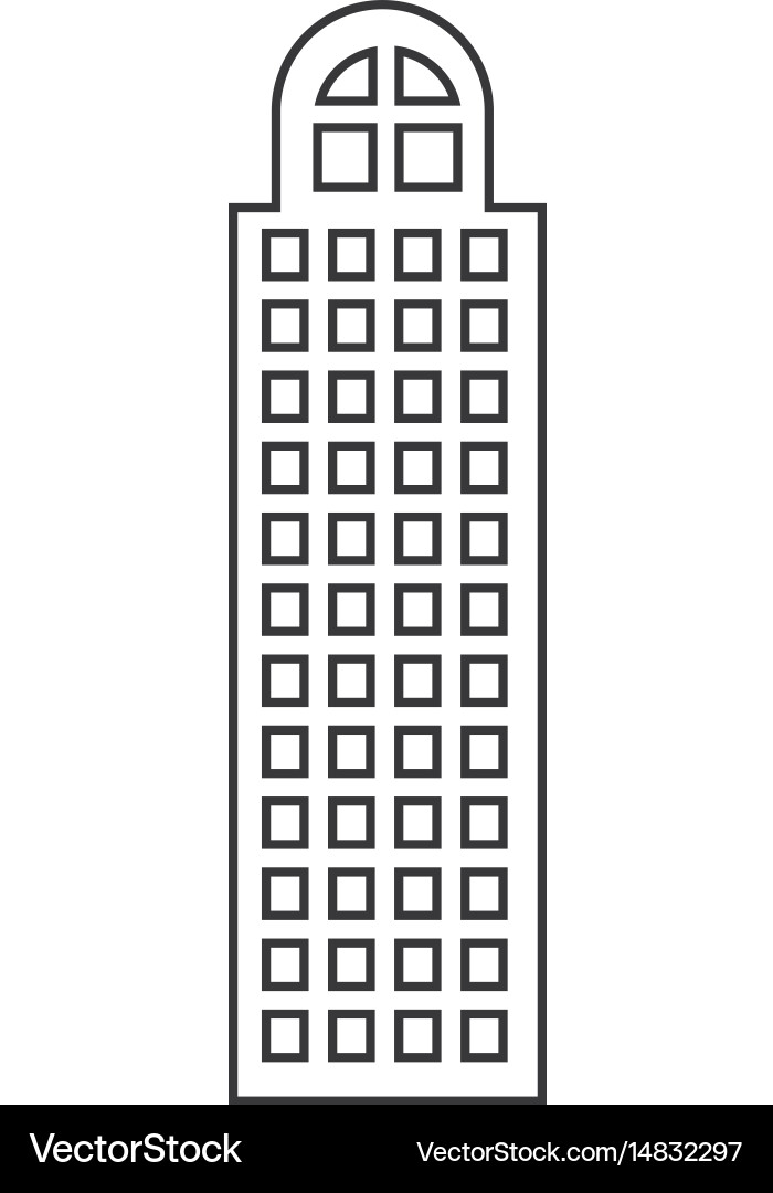 Silhouette of building skyscraper with cusp window vector image