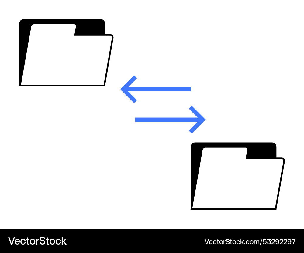 Two folders facing each other with arrows Two folders facing each other with arrows Vector Image