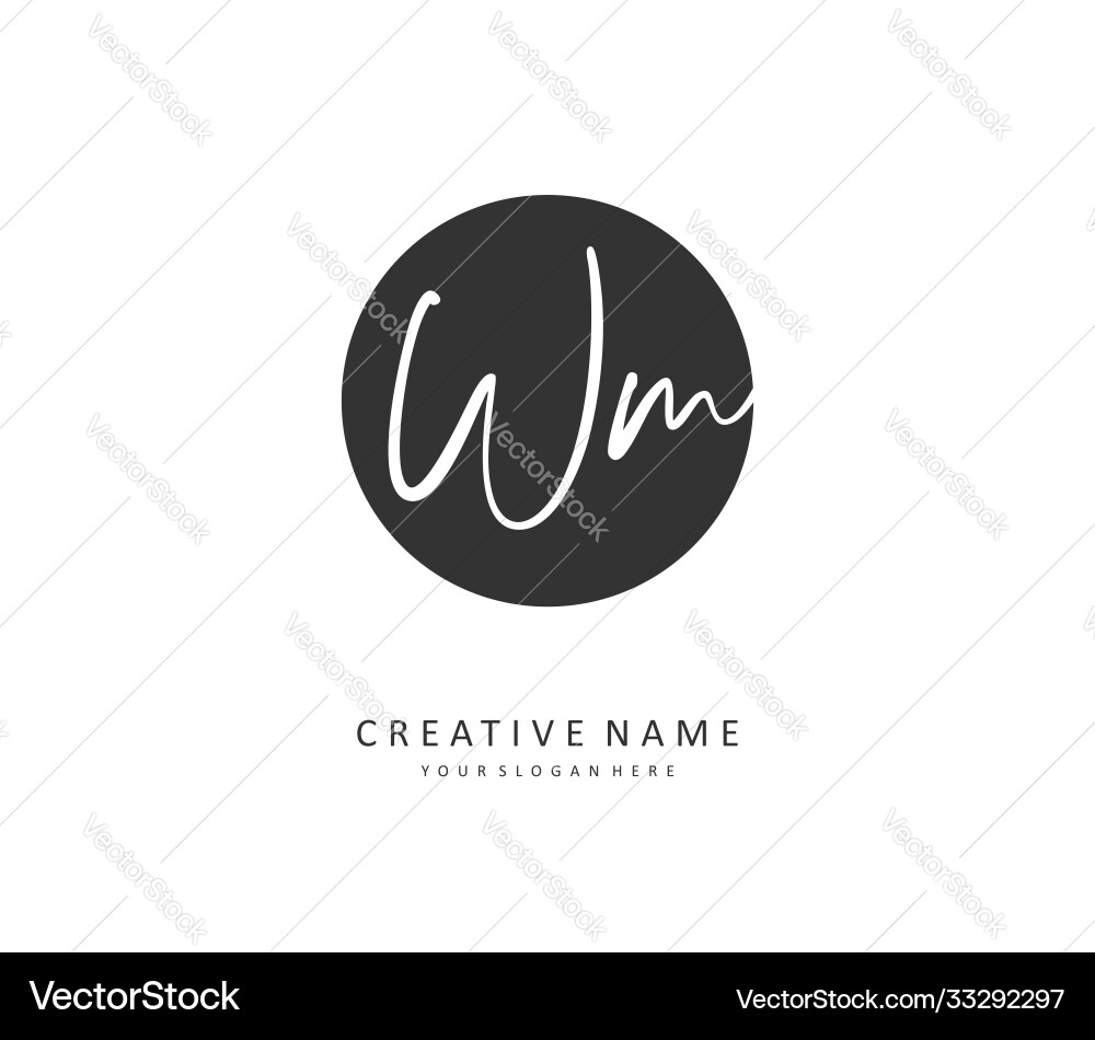 W m wm initial letter handwriting and signature W m wm initial letter handwriting and signature Vector Image