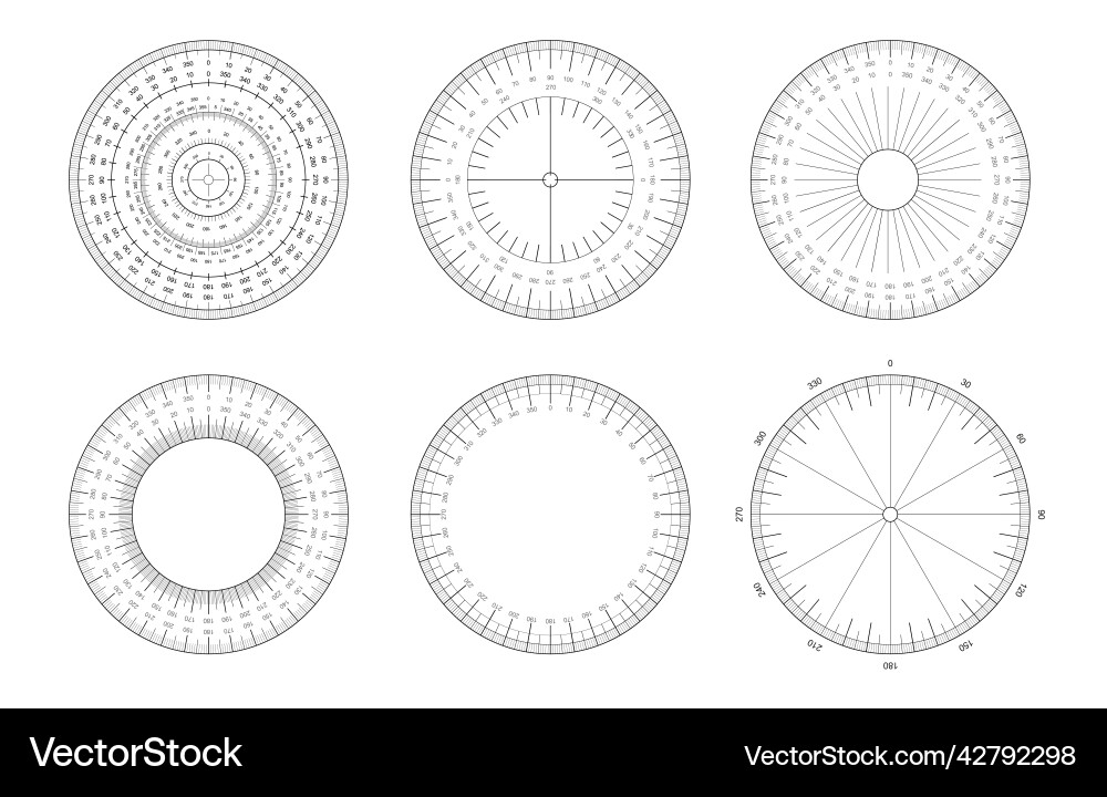 Angle measuring grid template set circular Angle measuring grid template set circular vector image