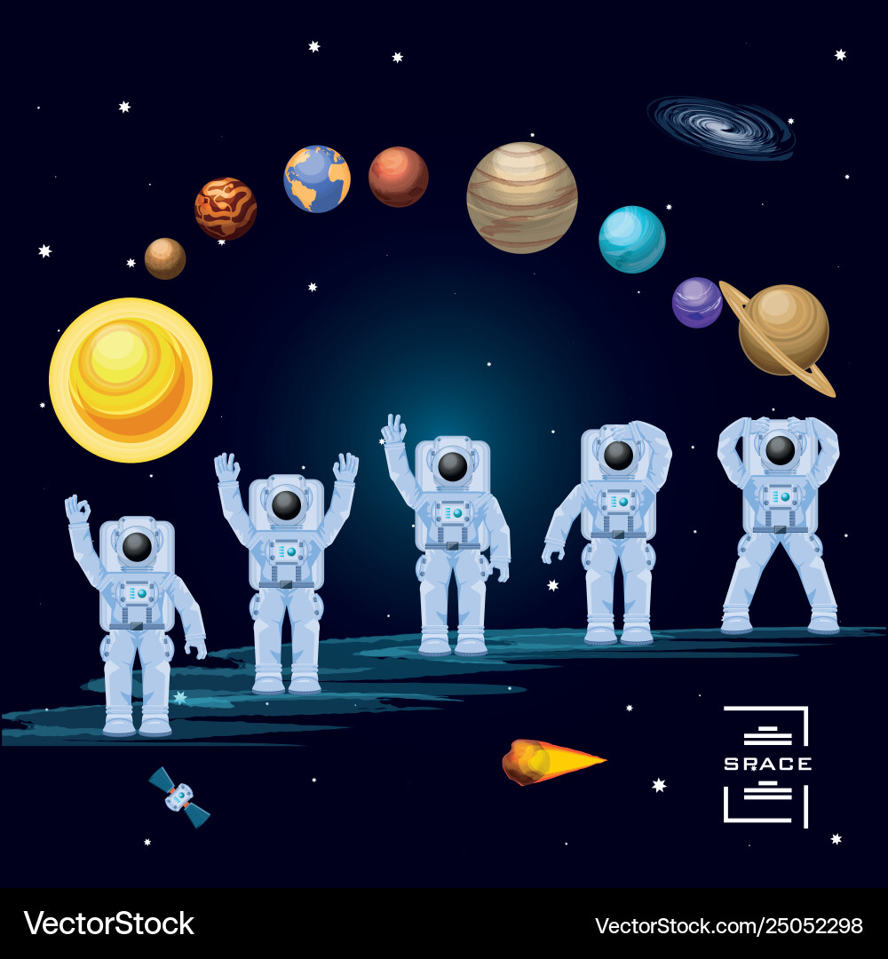 Astronauts in space characters vector image
